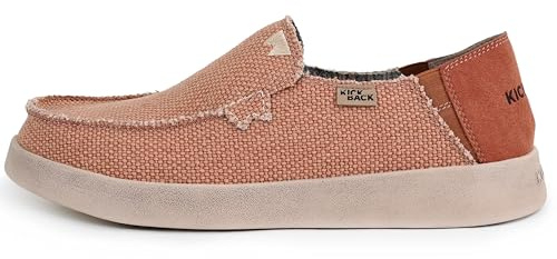 Kickback Barbeach Men’s Canvas Slip On Loafers - Casual Summer Shoes with Anti Slip Sole for Travel, Beach and Everyday Wear - Rust, UK 9