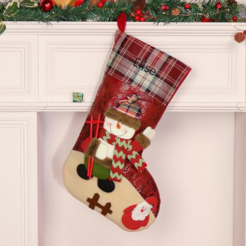 kaululu Weihnachtsstrumpf Personalisierte Nikolausstrumpf mit Namen Weihnachtssocken zum Aufhängen Weihnachtsdekoration für Weihnachtsbaum, Kamin, Kinder