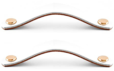 Ledergriff, Möbelgriff aus Leder, 2 Stück, Ledergriff, weiß, Kleiderschrank, Schrank, Türgriff, goldener Kupferkopf, Schränke, Griffknöpfe for Küche, Schlafzimmer, Möbelbeschläge ( Color : Copper , Si