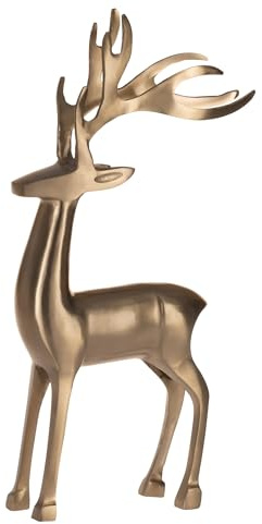 EGLO LIVING Deko Rentier Baligian, Weihnachtsdeko Fensterbank | Herbstdeko Wohnzimmer, Weihnachtsfigur Hirsch Reh, Tischdeko Weihnachten Herbst, Metall in Gold, H 44,5 cm