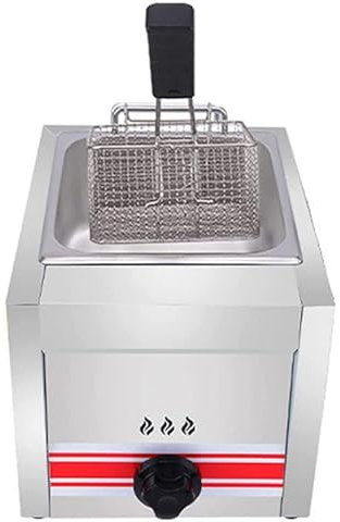 Friteuse à Gaz Professionnelle, Friteuse À Gaz Professionnelle En Acier Inoxydable GPL, Puissance De Feu Réglable, Acier Inoxydable 304 De Qualité Alimentairer,Singlecylinder10L