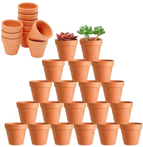 HDKAJL 40 Pezzi Terracotta Pot, Pentole per Piante di Argilla, Mini Vaso Terracotta con Foro di Scarico, Fioriera in Ceramica per Piante Succulente di Cactus per Interni/Esterni