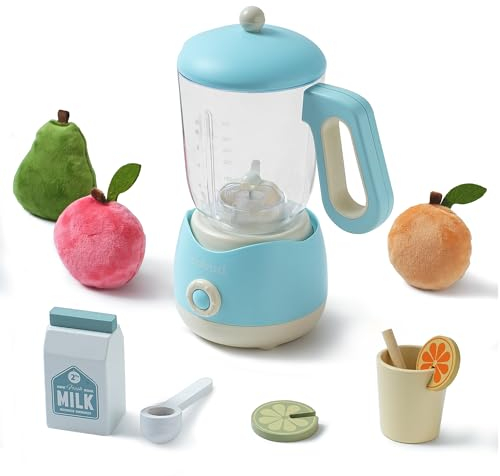 ROBUD Spielzeug Entsafter mit Licht und Sound - Küchenzubehör mit Früchten, Milch, Bechern - Für Kinder ab 3 Jahren geeignet