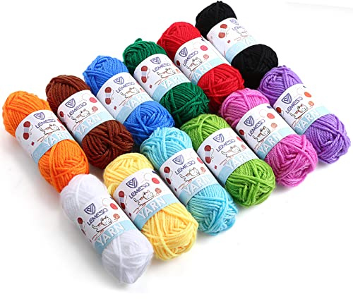 12 Pack Crochet Yarns Knitting Yarn Acrylic Wool Crochet Yarn Soft Yarn Skeins Assorted Starter for Crocheting and Knitting Craft Project 15g