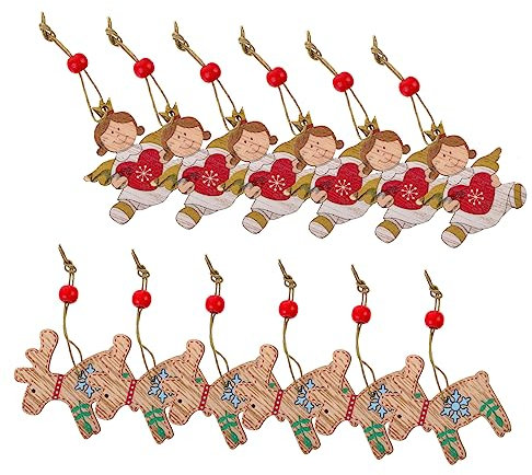 Cabilock Weihnachtsengel 12 Stücke Holz Engel Geformt Hängende Ornamente für Weihnachten Baum