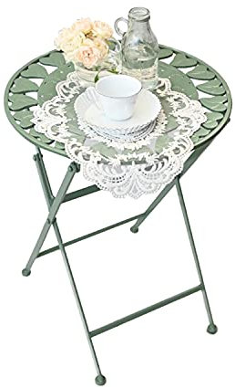 Outdoor Metall Klapptisch Terrasse Beistelltisch Rund Wetterbeständig Bistrotisch für Garten Tragbarer Retro Couchtisch Grün Picknicktisch Outdoor