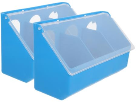 ROMISBABA 2pezzi Mangiatoia Per Piccioni Blu Tre Scomparti Mangiatoia Per Gabbia Per Piccioni in Plastica Distributore Di Cibo e Acqua Per Uccelli Accessori Durevoli Per Alimentazione