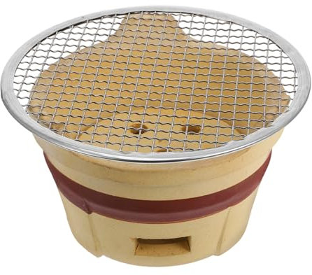 BESPORTBLE Kleiner Tragbarer Tonofen Holzkohle Grilltonnengrill Für Outdoor Camping Gartengrill Wiederverwendbarer Barbecue Brenner Für Fleisch Fisch Gemüse