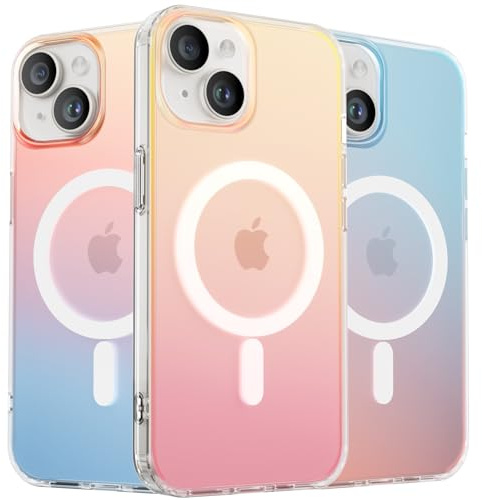 ORNARTO Hue für iPhone 13/14 Hülle für MagSafe, Farbwechsel, Abendrot | Irisierender Farbwechsel, Regenbogen Look, Fluoreszierende Farbverlauf, Kratz- und Stoßfest, Perfekt für Sommer/Reise/Meer