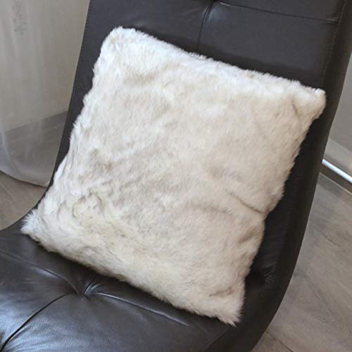 Quantum Interior by Maxland Fellkissen, weiches Kuschelkissen, Dekokissen für Sofa, Bett und Sessel, rustikale Zierkissen aus Kunstfell beige mit Füllung