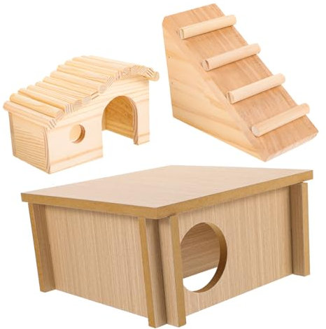 BELLIFFY Holzhaus Für Hamster Kleines Versteck Aus Holz Schlafhaus Für Kleine Haustiere Spielzeug Für Hamsterkäfig Natürlich Und Sicher