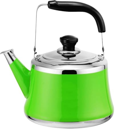 Flötenkessel aus Edelstahl für Herdplatte mit coolem, ergonomischem Klappgriff, 1–6 l Fassungsvermögen (grün, 1 Liter)