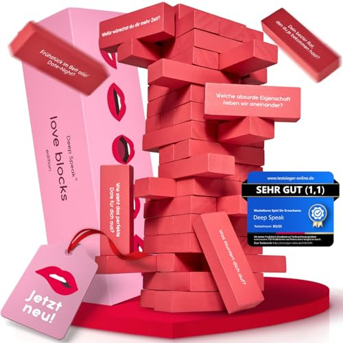 Love Blocks Liebesturm, Spiele für Paare bei Date Night, Paarzeit & Liebe | für Ihn & Sie, zu zweit, Geschenk für Partner zum Jahrestag/Hochzeitstag/Geburtstag/Weihnachten, Paar Spiele für Paare