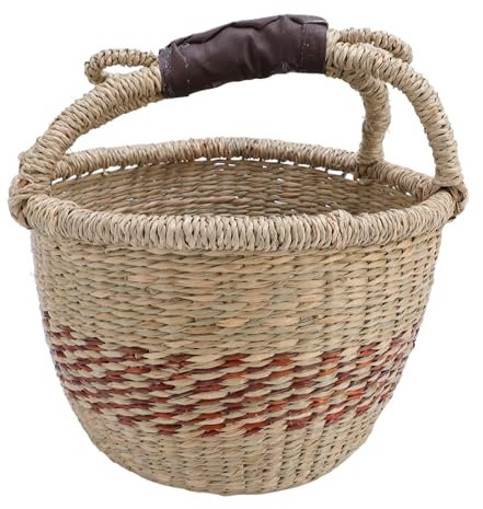 Picknickkorb, Rustikaler Picknickkorb aus Seegras, Kleiner Aufbewahrungskorb mit Griff für die Organisation von Outdoor-Aktivitäten auf Dem Schreibtisch