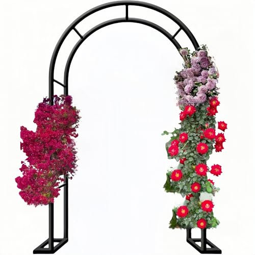 Arco de jardín para plantas trepadoras y verduras, romántico, arco de rosas, pabellón al aire libre con marco de acero para decoración de jardín