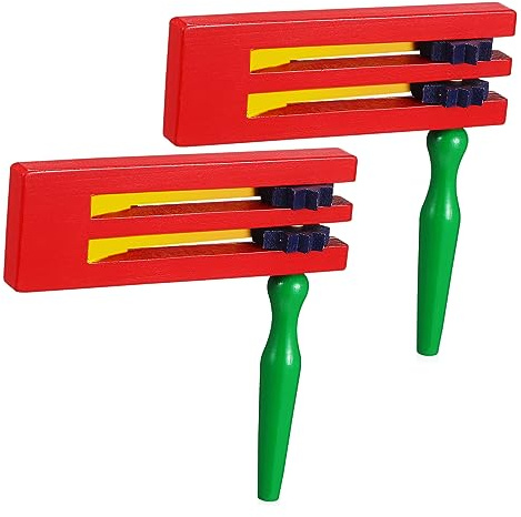 Milisten Wooden Ratchet Noise Maker Matraca Toys for Boys and Girls, Double Layered Rotating Handheld Percussion Instruments, Educational Sound Toys Set of 2 for Party and Music Play