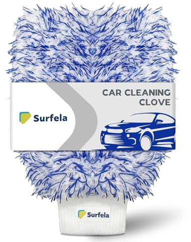 Surfela Gant de toilette en microfibre pour voiture - Ultra absorbant, anti-rayures et n'abîme pas la peinture - Avec sac de rangement étanche (bleu)