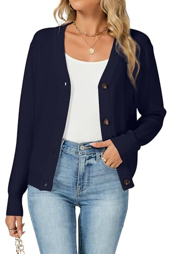 Famrrifuu Cardigan Donna con Bottone Elegante Maniche Lunghe Aperto Giacca Casual Primavera Autunno Inverno Cardigan in Maglia