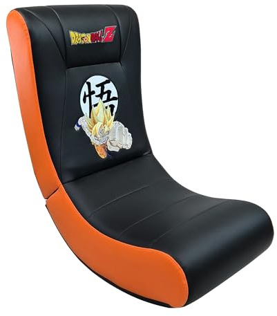 Subsonic - Chaise à Bascule, Rocking Chair Dragon Ball, Pouf Gamer Simili Cuir et Broderies - Noir et Orange