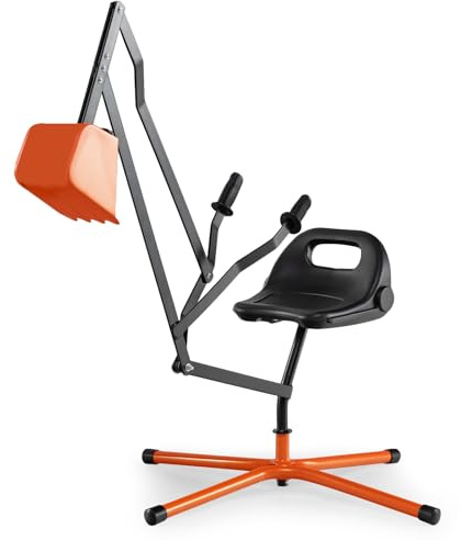 GOPLUS Pelleteuse Enfant, Jouet Pelle Excavatrice Enfant avec Base Rotative à 360° & Commandes à Deux Mains, pour Sable, Terre, Neige, pour Garçon Filles 3+ Ans (Orange)