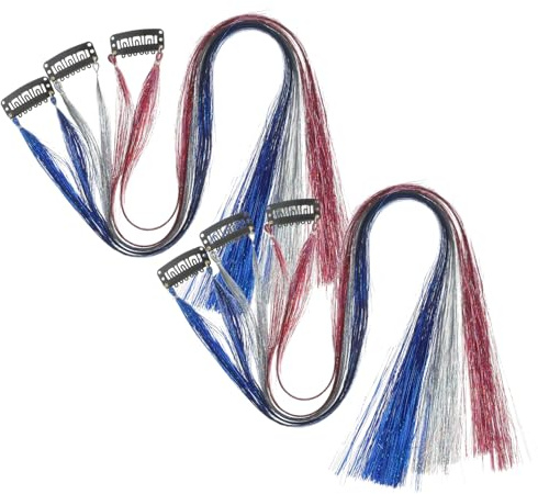 MOTHNUR 6pcs Colorful Silk Hair Tinsel Strands Sparkly Tinsel Women Glitter Hair Accessories for Festival Glitter