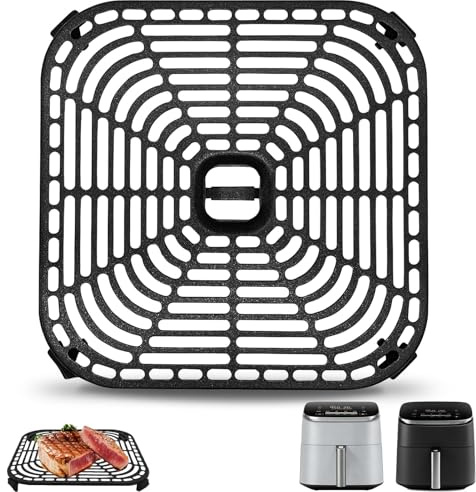 Air Fryer Grill Pan for COSORI Air Fryer TurboBlaze 6 QT, Non-Stick 8.9’’*8.9’’Square Air Fryer Rack Replacement Parts Accessories Grill Plate Crisper Plate Tray with Rubber Bumpers, Dishwasher Safe