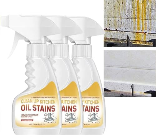 Kitchen Oil Stain Removal Agent, Multipurpose Stain Removal Agent, Gas Stove Top Cleaner, Grill Deep Cleaning Spray, Multi Surface Cooktop Countertop Cleaner, Stove And Range Hood Cleaner (3pcs)