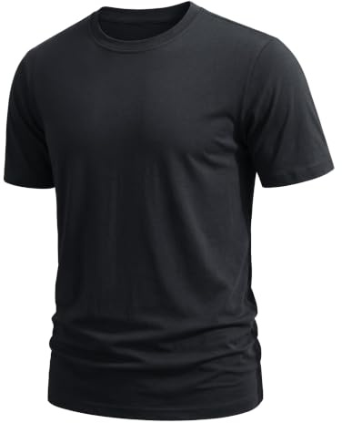 TACVASEN T Shirt Uomo Cotone Basic Girocollo Magliette Uomo Manica Corta Casual (M, Nera)