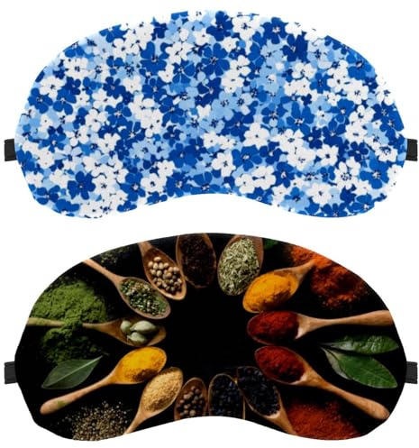 Colourful Various Herbs Spoons 2-Pack Light-Blocking Soft Breathable Eye Patch Sleeping Masks