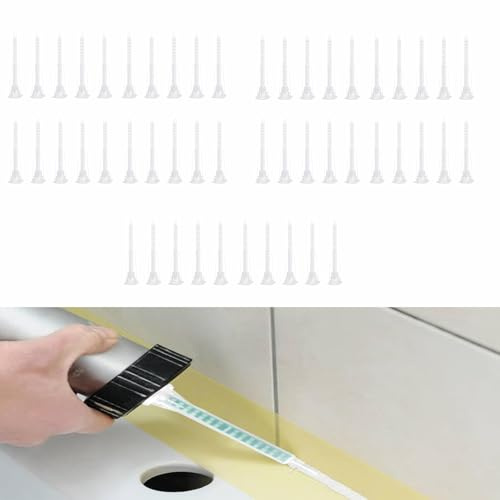 50PCS Mixing Tube, AB Glue Mixing Tips, F3.0-17S Bayonet Dispenser Nozzle 63mm, Two-Component 1:1 Liquid Filler for Repairing Masonry, Plastics and Circuit Board Mounting