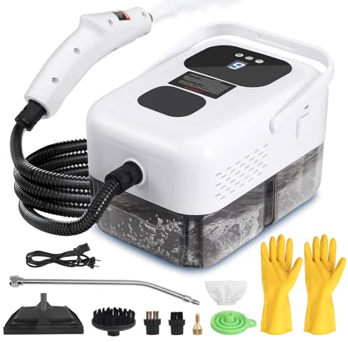 TLPEMN Limpiador de Vapor, 2500W Limpiador de Vapor de Mano con 6 Accesorios, Depósito 1200ml, 9 Niveles de Vapor para Cocina, Baño, Coche, Suelos & Azulejos