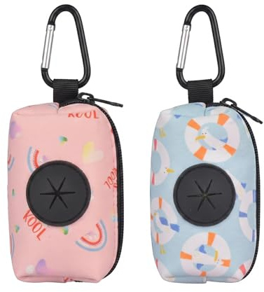 2 Piezas Porta Bolsas Caca Perro, Dispensador Bolsas Caca Perro con Diseños de Arcoíris y Gaviota, Portabolsas Perro Caca Ligero y Portátil para Paseo de Mascotas al Aire Libre, Pack de 2