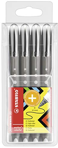 STABILO - Tintenroller - worker+ colorful - medium - 4er Pack - schwarz