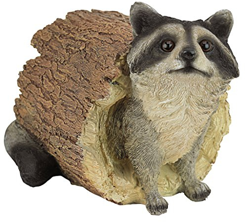 Design Toscano Bandit le Raton Laveur Statue d'Animal de Décoration de Jardin, 25.5 cm, polyrésine, palette complète de couleur