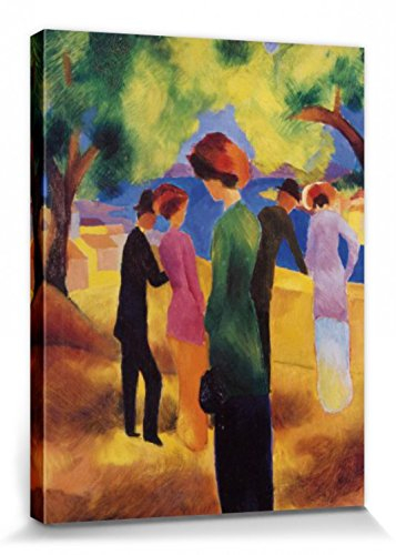 1art1 August Macke Poster Dame In Grüner Jacke, 1913 Bilder Leinwand-Bild Auf Keilrahmen | XXL-Wandbild Poster Kunstdruck Als Leinwandbild 80x60 cm