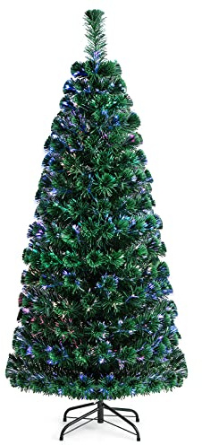 COSTWAY 90/120/150/180cm Künstlicher Weihnachtsbaum mit Glasfaser-Farbwechsler, Tannenbaum PVC Nadeln, Christbaum ideal für Zuhause, Büro, Geschäfte und Hotels, Grün (180cm)