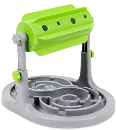 Ito Rocky Interactive Dog & Cat Food Puzzle Toy - Treat Boredom Dispensing Slow Feeder - Anxiety IQ Training in Smart Feeding and Adjustable Height for Small/Medium Dogs