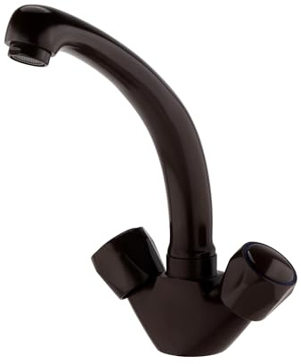 ENKI, Richmond, KT024, Brown, Kitchen Basin Sink Mixer Taps, Dual Flow, Solid Brass, Easy Clean, Traditional Design, Easy to Install, 1-Year Guarantee | Solid Brass, Low Pressure Compatible, Swivel Spout, Flexible Hoses Included, Easy Install, Fittings Included