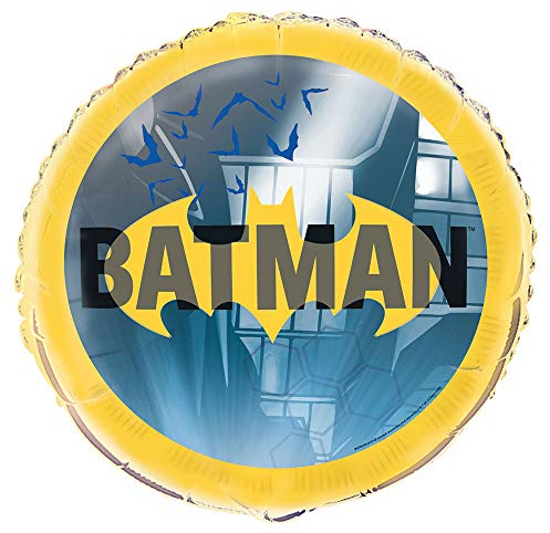 Unique- Packaged Round Balloon-18 | Foil Pc Globo de Mylar redondo empaquetado, 45,7 cm, papel de aluminio, Batman, 1 unidad, Multicolor (77527)