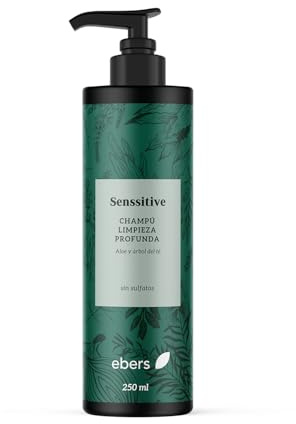 Ebers Champú Sin Sulfatos Limpieza Profunda 250 ml (Aloe vera y Árbol del té) protección del color con ingredientes de origen natural