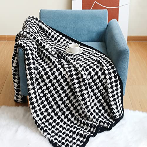 LumiSyne Manta De Felpa Estilo Sencillo Clásico Patrón Pata De Gallo Cebra Acogedora Suave Manta De Tiro para Sofá Cama Cálida Peluche Manta De Coche Viaje 170x130cm