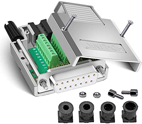 PENGLIN DB15 lötfrei seriell zu 15-Pin-Port-Terminal Buchse Adapter Stecker Breakout-Board mit Gehäuse Muttern für Lange Schrauben (Weiblich Metall)