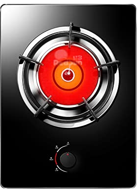 IBOWZ Encimera de Gas Placa de Gas Placa de Gas infrarroja incorporada, Placa de Cocina de Vidrio Negro de 3.2KW 1 Quemador, Cocina con FFD y Soportes para sartenes de Hierro Fundido 36x46x14CM [C