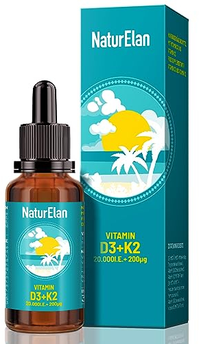 Vitamin D3 K2 hochdosiert Tropfen - 20000I.E. + Vitamin K2 MK7 200 mcg pro Dosis, Vegetarische, Ohne Zusätze, Laborgeprüft