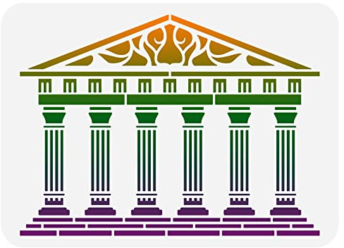 FINGERINSPIRE Schablone Für Griechische Tempel 29.7x21cm Wiederverwendbare Schablone Für Antike Architektur Aushöhlen 6 Steinsäulen Gebäude Zeichnungsschablone Zum Malen Stoff, Fliesen, Segeltuch