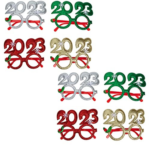Didiseaon 8pcs Year Glasses Props Eyeglasses Frames Photo Booth Props Party Glasses Frames Year Photo Novelty Christmas
