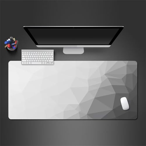 Gaming Mauspad Weiß Geometrisch,Große XXL Mousepad 900x400x2mm,Schreibtisch Protector Matte mit Anti-Rutsch Basis,Vernähte Kanten Mouse Pad wasserdicht und langlebig für Gaming,Büro,Zuhause