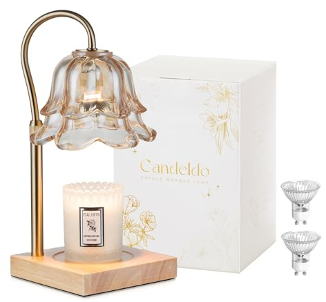Candeldo Candle Warmer Lamp with Timer: Flower Gold Candle Lamps Height Adjustable Wax Melt House Warming Gifts New Home Decor Mothers Day Birthday Gift for Women Mom