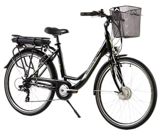F.lli Schiano E-Moon, E Bike für die Stadt 26 Zoll, 36V 13Ah Abnehmbarer Akku, Motor 250W 40Nm, City Ebike für Herren/Damen, Schwarz, Korb