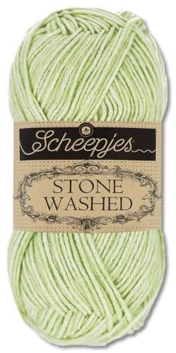 Frida's Wollhaus Scheepjes 50 g Stone Washed Stricken Häkeln seidenweich Wolle Garn 36 Farben (819 | New Jade)